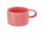 Makronka, růžová, keramický designový hrnek s bambusovým podtáckem