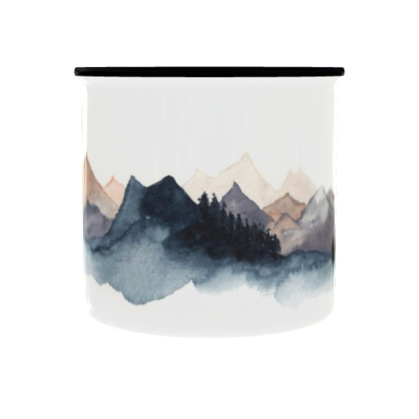 Plechový hrnek s grafikou – Hory 3