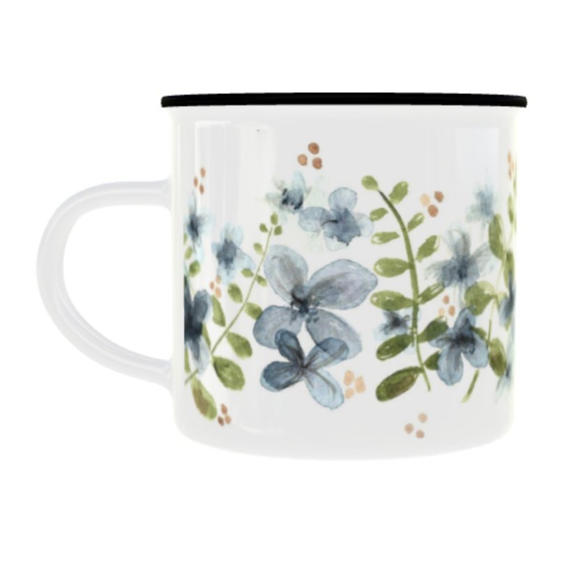 Plechový hrnek s grafikou – Kytky 1