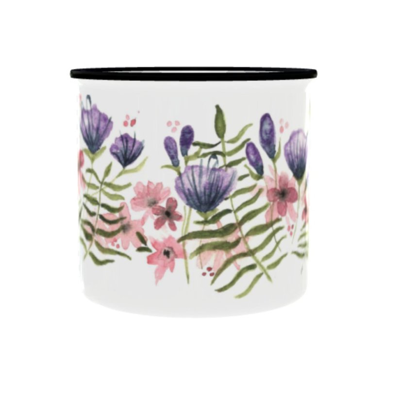 Plechový hrnek s grafikou – Kytky 2