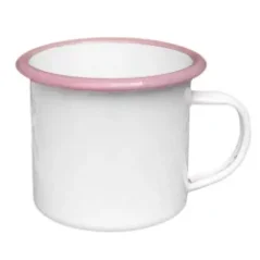 Plechový hrnek, růžový lem, vlastní grafika