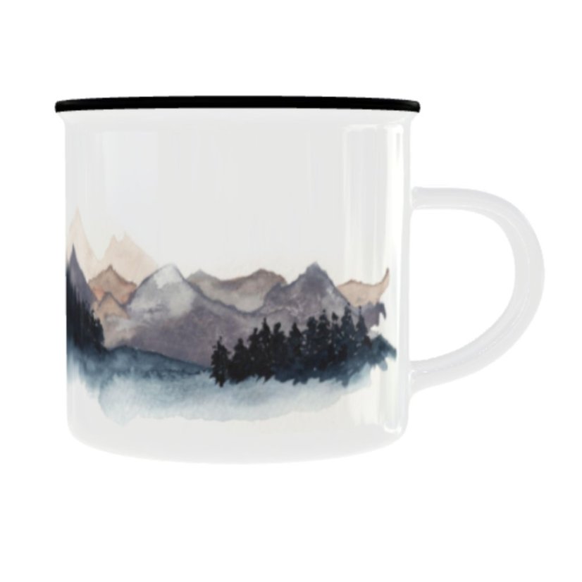 Plechový hrnek s grafikou – Hory 3