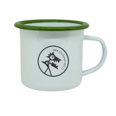 Plechový hrnek, zelený lem, vlastní grafika