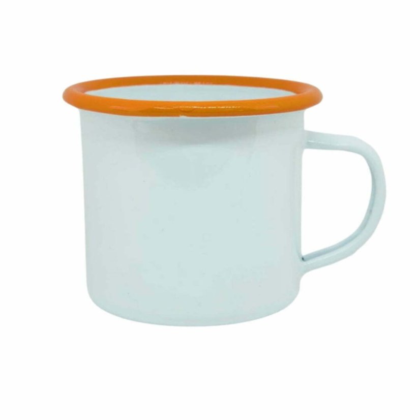 Plechový hrnek, oranžový lem, vlastní grafika