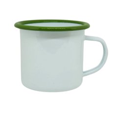 Plechový hrnek, zelený lem, vlastní grafika