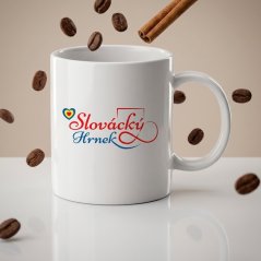 Keramický bílý hrnek - motiv Slovácký hrnek logo