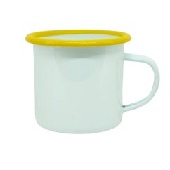 Plechový hrnek, žlutý lem, vlastní grafika