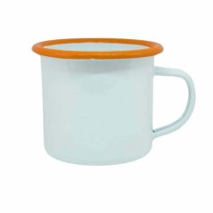 Plechový hrnek, oranžový lem, vlastní grafika