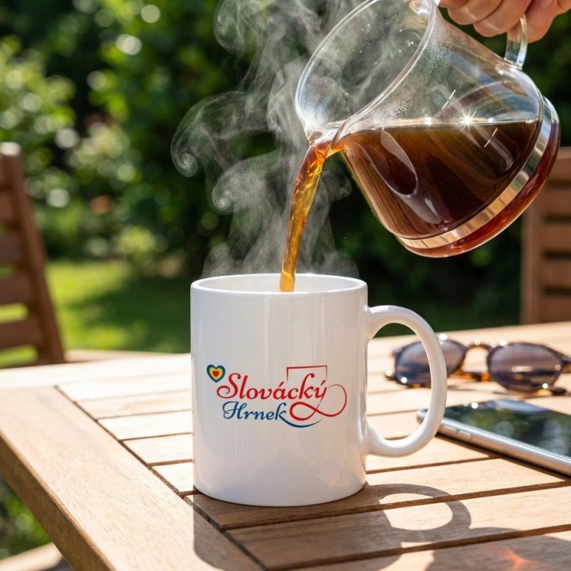 Keramický bílý hrnek - motiv Slovácký hrnek logo