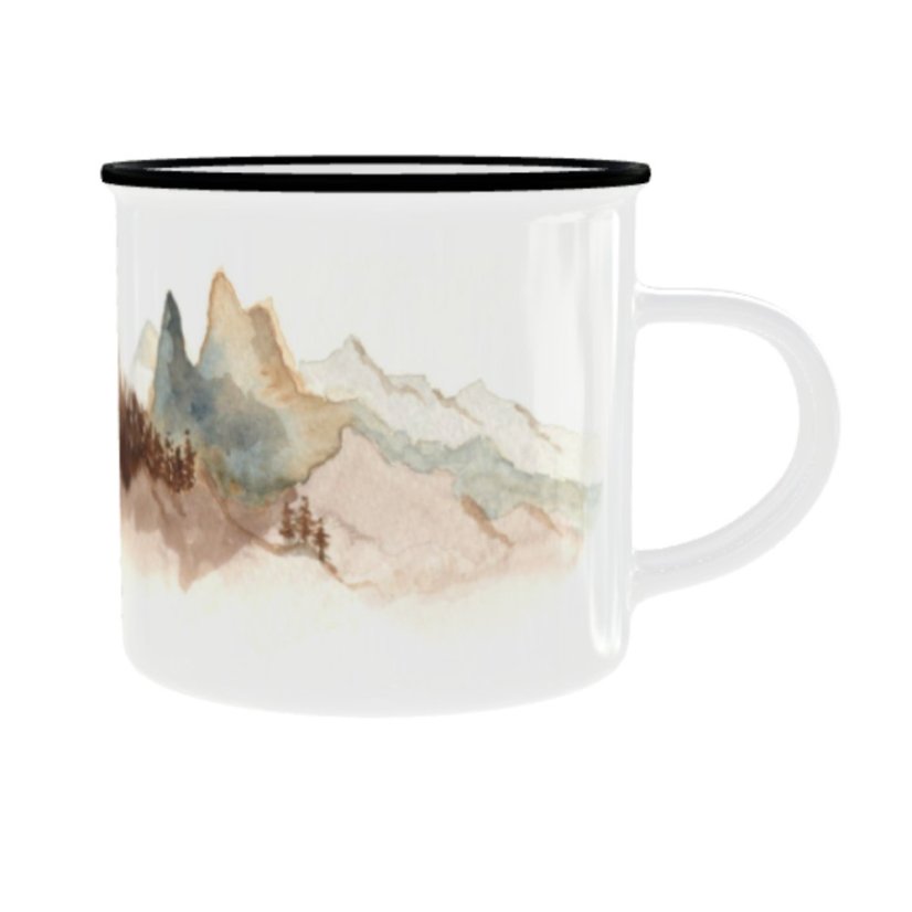 Plechový hrnek s grafikou – Hory 2