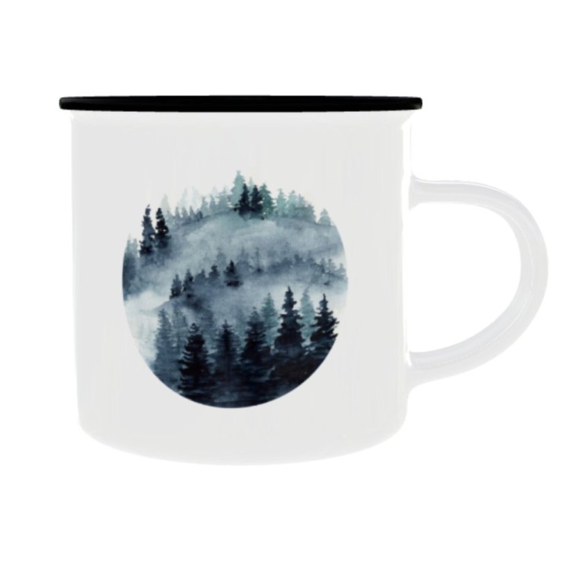 Plechový hrnek s grafikou – Les 2