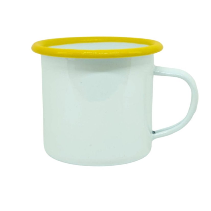 Plechový hrnek, žlutý lem, vlastní grafika