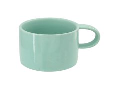 Makronka, zelená, keramický designový hrnek s bambusovým podtáckem