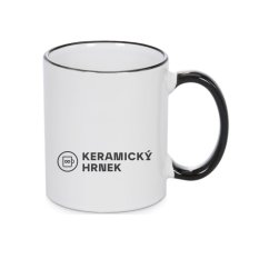 Keramický bílý hrnek 330ml, černé ouško, vlastní grafika
