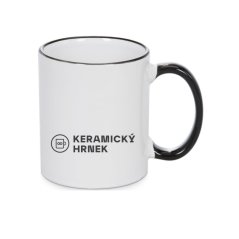 Keramický bílý hrnek 330ml, černé ouško, vlastní grafika