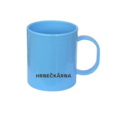 Plastový modrý hrnek, vlastní grafika