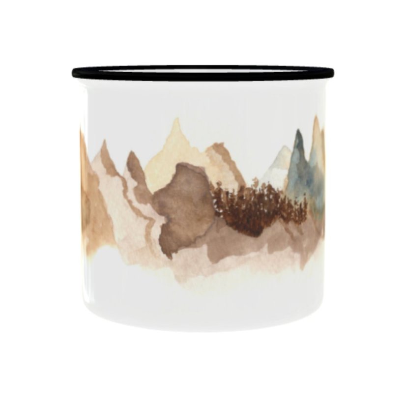 Plechový hrnek s grafikou – Hory 2