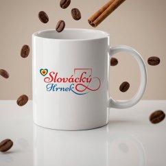 Keramický bílý hrnek - motiv Slovácký hrnek logo