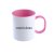 Plastový bílý hrnek s růžovým uchem, vlastní grafika