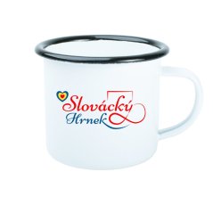 Plechový hrnek s grafikou, černý lem – Slovácky hrnek