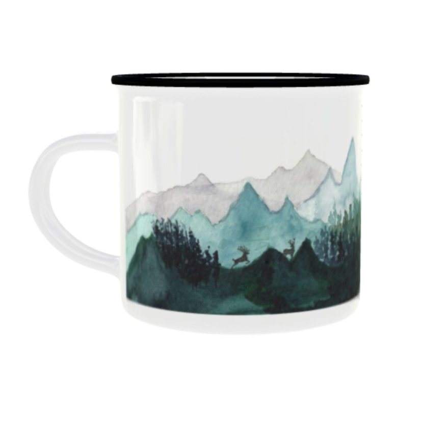 Plechový hrnek s grafikou – Hory 4