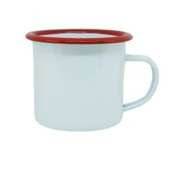 Plechový hrnek, červený lem, vlastní grafika