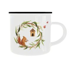 Plechový hrnek s grafikou – Veverka v lese