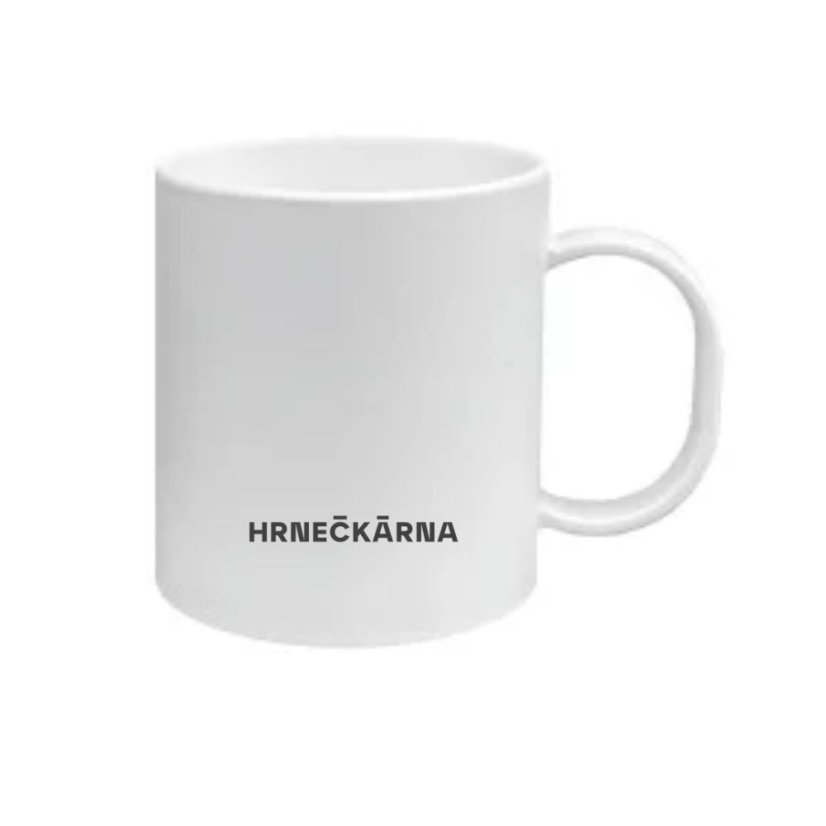 Plastový bílý hrnek, vlastní grafika