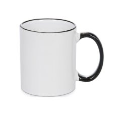 Keramický bílý hrnek 330ml, černé ouško, vlastní grafika