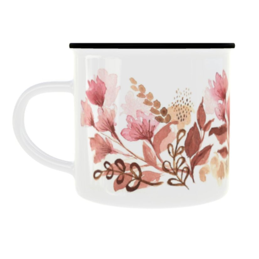 Plechový hrnek s grafikou – Kytky 3