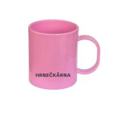 Plastový růžový hrnek, vlastní grafika